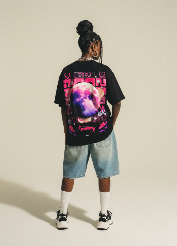 CHEERY BLOSSOM MOON Oversized T-Shirt - NEBULA'S COLLECTION
