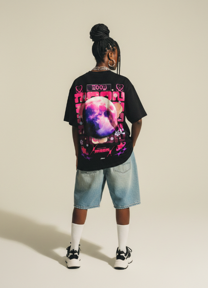 CHEERY BLOSSOM MOON Oversized T-Shirt - NEBULA'S COLLECTION