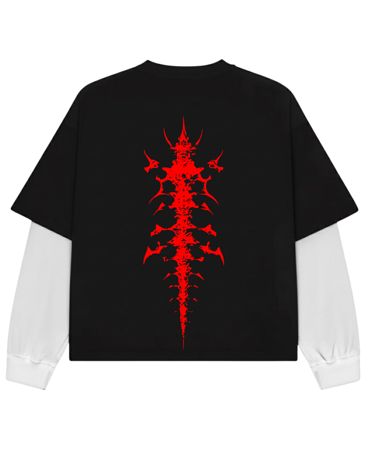 Black With White Sleeve Oversized Tee Back Design